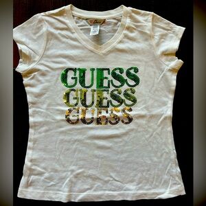 Guess logo girls Tshirt with sequin detail